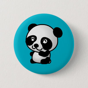 Cute black and white happy panda beer ronde button 5,7 cm