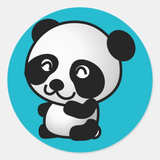 Cute black and white happy panda beer ronde sticker (Voorkant)