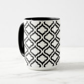 Cute black and white ikat Morocat patroon Mok (Voorkant links)