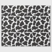Cute Black and White Koe Print Wrapping Paper Cadeaupapier (Vlak)