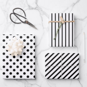Cute Black and White Minimalist Pattern Inpakpapier Vel