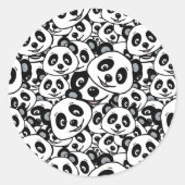 Cute Black and White Modern Panda Bear Pattern Ronde Sticker (Voorkant)