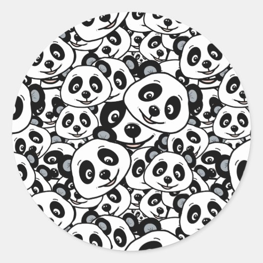 Cute Black and White Modern Panda Bear Pattern Ronde Sticker (Voorkant)