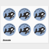 Cute Black and White Orca Whale Book Name Bord Ronde Sticker (Vel)