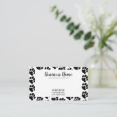 Cute Black and White Paw Print Pattern Dog Walking Visitekaartje (Staand voorkant)