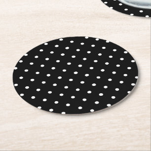 Cute black and white polka punts patroonchic ronde kartonnen onderzetter