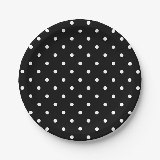 Cute black and white polka stips papieren bordje (Voorkant)