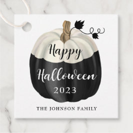 Cute Black and White Pumpkin Happy Halloween 2022 Bedankjes Labels