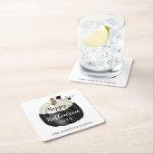 Cute Black and White Pumpkin Happy Halloween 2022 Kartonnen Onderzetters (Insitu)