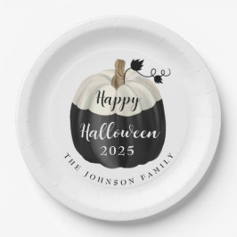 Cute Black and White Pumpkin Happy Halloween 2022 Papieren Bordje