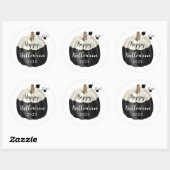 Cute Black and White Pumpkin Happy Halloween 2022 Ronde Sticker (Vel)