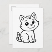 Cute Black and White Sitting Cat Briefkaart (Voorkant / Achterkant)