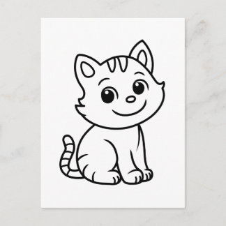 Cute Black and White Sitting Cat Briefkaart