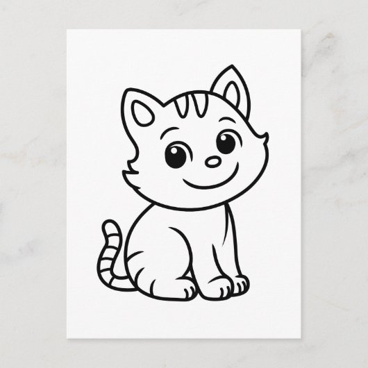 Cute Black and White Sitting Cat Briefkaart (Voorkant)