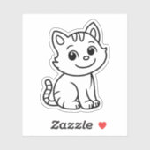 Cute Black and White Sitting Cat Custom die cut Sticker (Vel)