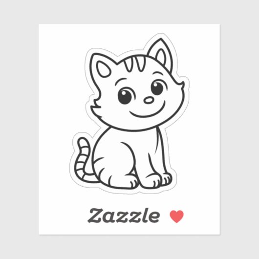 Cute Black and White Sitting Cat Custom die cut Sticker (Vel)
