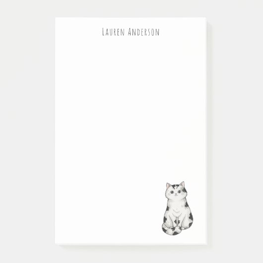 Cute black and white whimsical Cat Notepad Post-it® Notes (Voorkant)