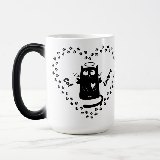 Cute Black Angel Cat Lovers Heart Mug Magische Mok (Links)