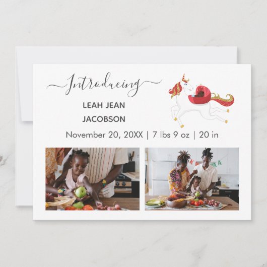 Cute Black Baby Foto geboorteaankondiging Unicorn Aankondiging (Voorkant)