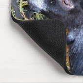 Cute Black Baby Goat Eating Hay Photo Monogram Muismat (Hoek)