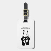 Cute Black Ballet Slippers En Pointe Bagagelabel (Voorkant verticaal)