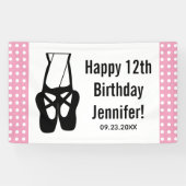 Cute Black Ballet Slippers En Pointe Birthday Spandoek (Horizontaal)