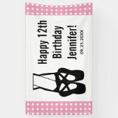 Cute Black Ballet Slippers En Pointe Birthday Spandoek (Verticaal)