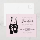 Cute Black Ballet Slippers En Pointe Birthday Uitnodiging Briefkaart (Voorkant / Achterkant)
