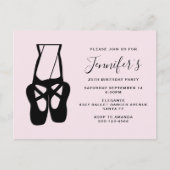Cute Black Ballet Slippers En Pointe Birthday Uitnodiging Briefkaart (Voorkant)