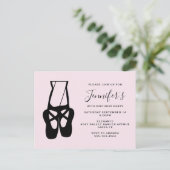 Cute Black Ballet Slippers En Pointe Birthday Uitnodiging Briefkaart (Staand voorkant)