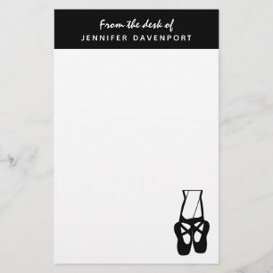 Cute Black Ballet Slippers En Pointe Briefpapier