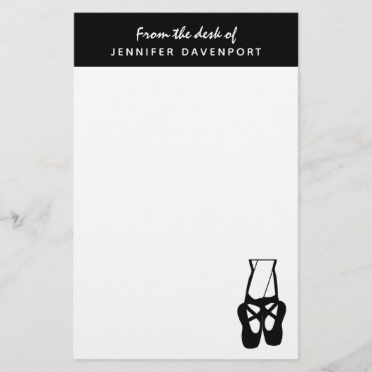 Cute Black Ballet Slippers En Pointe Briefpapier (Voorkant)