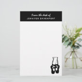Cute Black Ballet Slippers En Pointe Briefpapier (Staand voorkant)