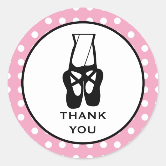 Cute Black Ballet Slippers En Pointe Hartelijk dan Ronde Sticker (Voorkant)