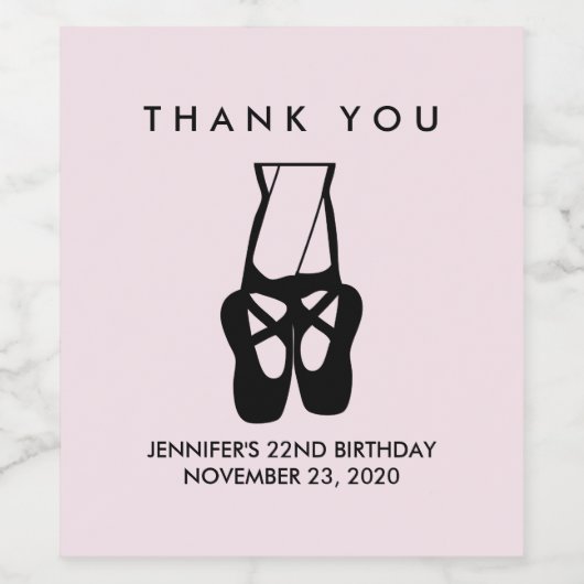 Cute Black Ballet Slippers En Pointe Hartelijk dan Wijn Etiket (Enkel label)