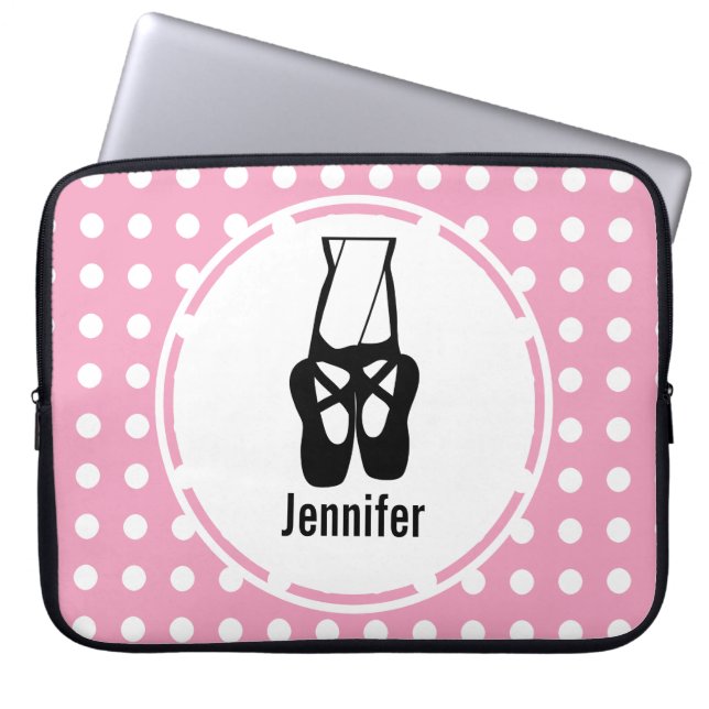 Cute Black Ballet Slippers En Pointe Laptop Sleeve (Voorkant)