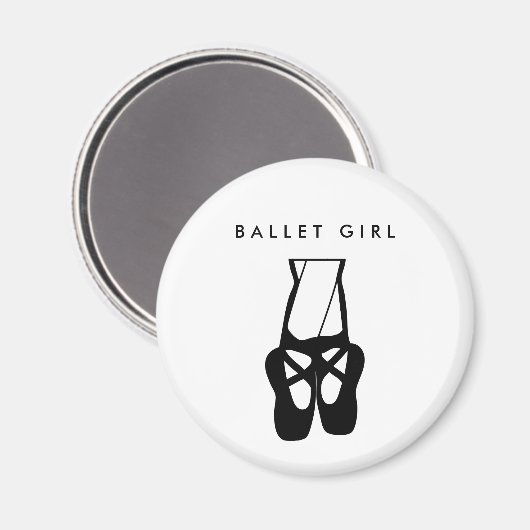 Cute Black Ballet Slippers En Pointe Magneet (Voorkant / Achterkant)