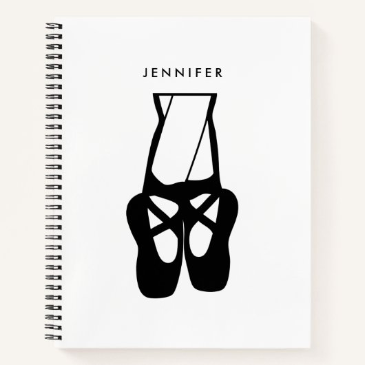 Cute Black Ballet Slippers En Pointe Notitieboek (Voorkant)