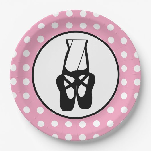 Cute Black Ballet Slippers En Pointe Papieren Bordje (Voorkant)