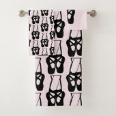 Cute Black Ballet Slippers En Pointe Patroon Bad Handdoek (Insitu)