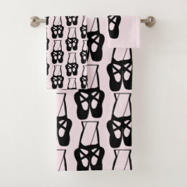Cute Black Ballet Slippers En Pointe Patroon Bad Handdoek