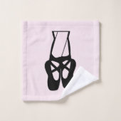 Cute Black Ballet Slippers En Pointe Patroon Bad Handdoek (Wasdoekje)