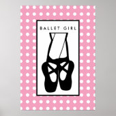 Cute Black Ballet Slippers En Pointe Poster (Voorkant)