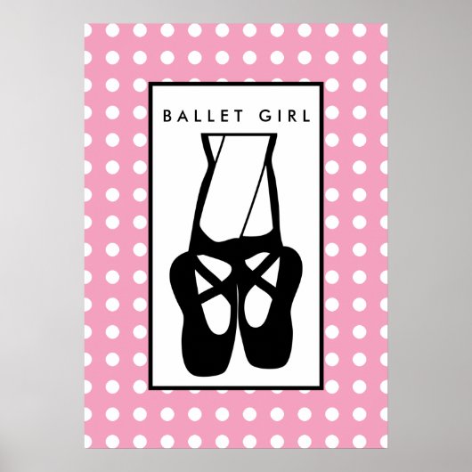 Cute Black Ballet Slippers En Pointe Poster (Voorkant)