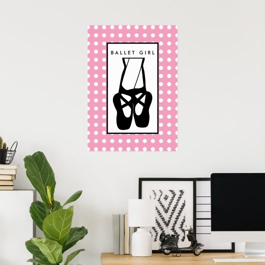 Cute Black Ballet Slippers En Pointe Poster (Thuiskantoor)
