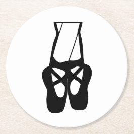 Cute Black Ballet Slippers En Pointe Ronde Kartonnen Onderzetter