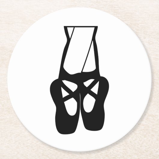 Cute Black Ballet Slippers En Pointe Ronde Kartonnen Onderzetter (Voorkant)