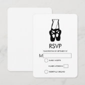 Cute Black Ballet Slippers En Pointe RSVP Kaartje (Voorkant / Achterkant)