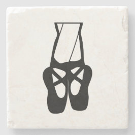 Cute Black Ballet Slippers En Pointe Stenen Onderzetter