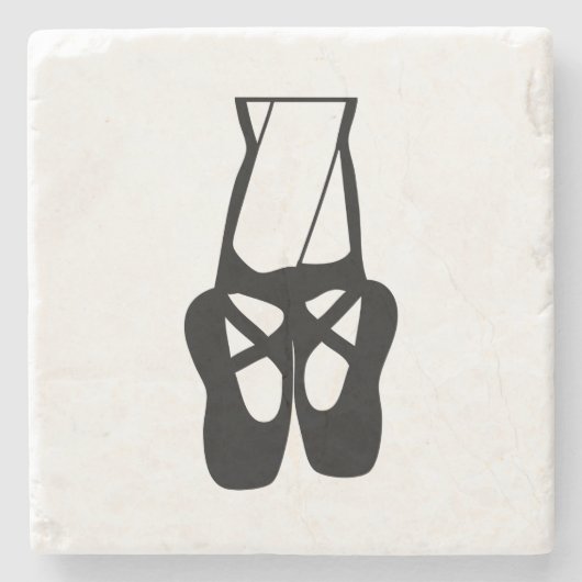 Cute Black Ballet Slippers En Pointe Stenen Onderzetter (Voorkant)